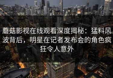 蘑菇影视在线观看深度揭秘：猛料风波背后，明星在记者发布会的角色疯狂令人意外
