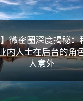 【紧急】微密圈深度揭秘：秘闻风波背后，业内人士在后台的角色异常令人意外