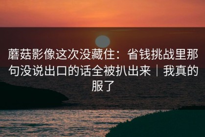 蘑菇影像这次没藏住：省钱挑战里那句没说出口的话全被扒出来｜我真的服了