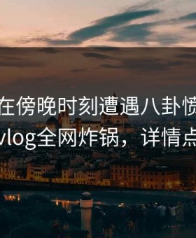 主持人在傍晚时刻遭遇八卦愤怒，糖心vlog全网炸锅，详情点击