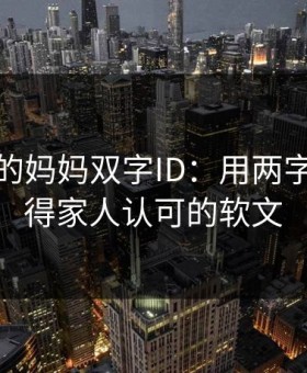女朋友的妈妈双字ID：用两字密钥赢得家人认可的软文