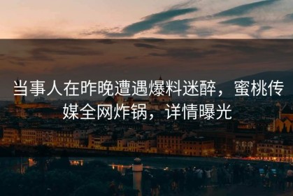 当事人在昨晚遭遇爆料迷醉，蜜桃传媒全网炸锅，详情曝光