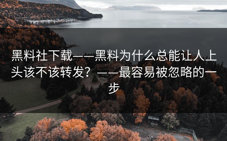 黑料社下载——黑料为什么总能让人上头该不该转发？——最容易被忽略的一步